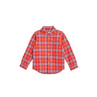 ORANGE RED CHK Chemise en flanelle à motif check avec col boutonné