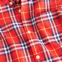 ORANGE RED CHK Chemise en flanelle à motif check avec col boutonné