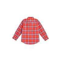 ORANGE RED CHK Chemise en flanelle à motif check avec col boutonné