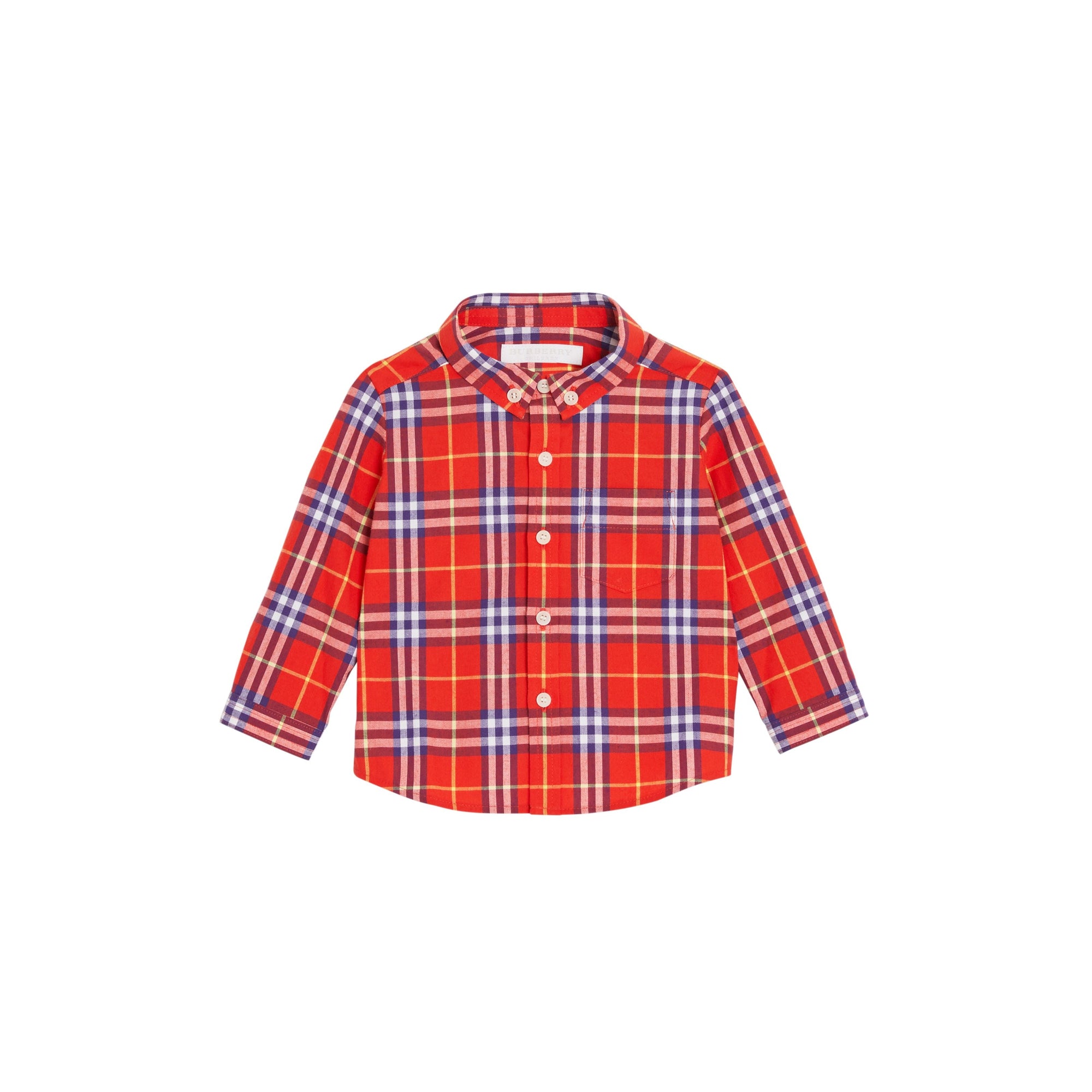 ORANGE RED CHK Chemise en coton à motif check avec col boutonné
