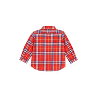 ORANGE RED CHK Chemise en coton à motif check avec col boutonné