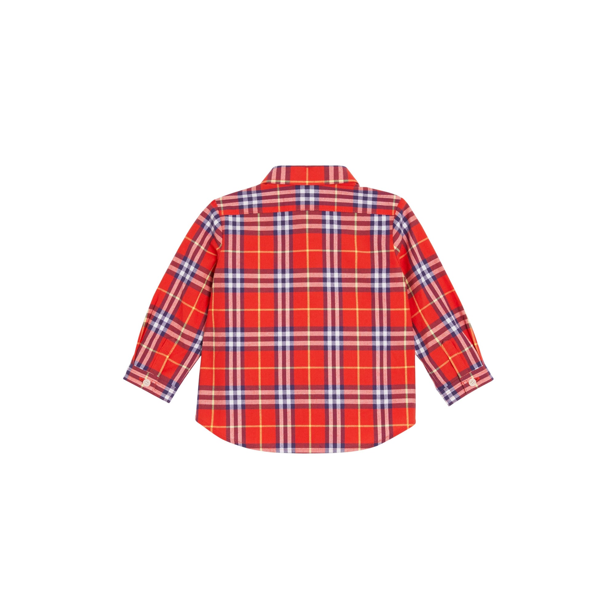 ORANGE RED CHK Chemise en coton à motif check avec col boutonné