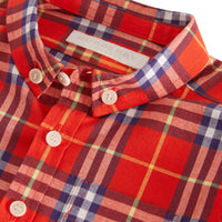 ORANGE RED CHK Chemise en coton à motif check avec col boutonné