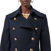 NAVY Manteau ajusté en laine et cachemire mélangés à double boutonnage