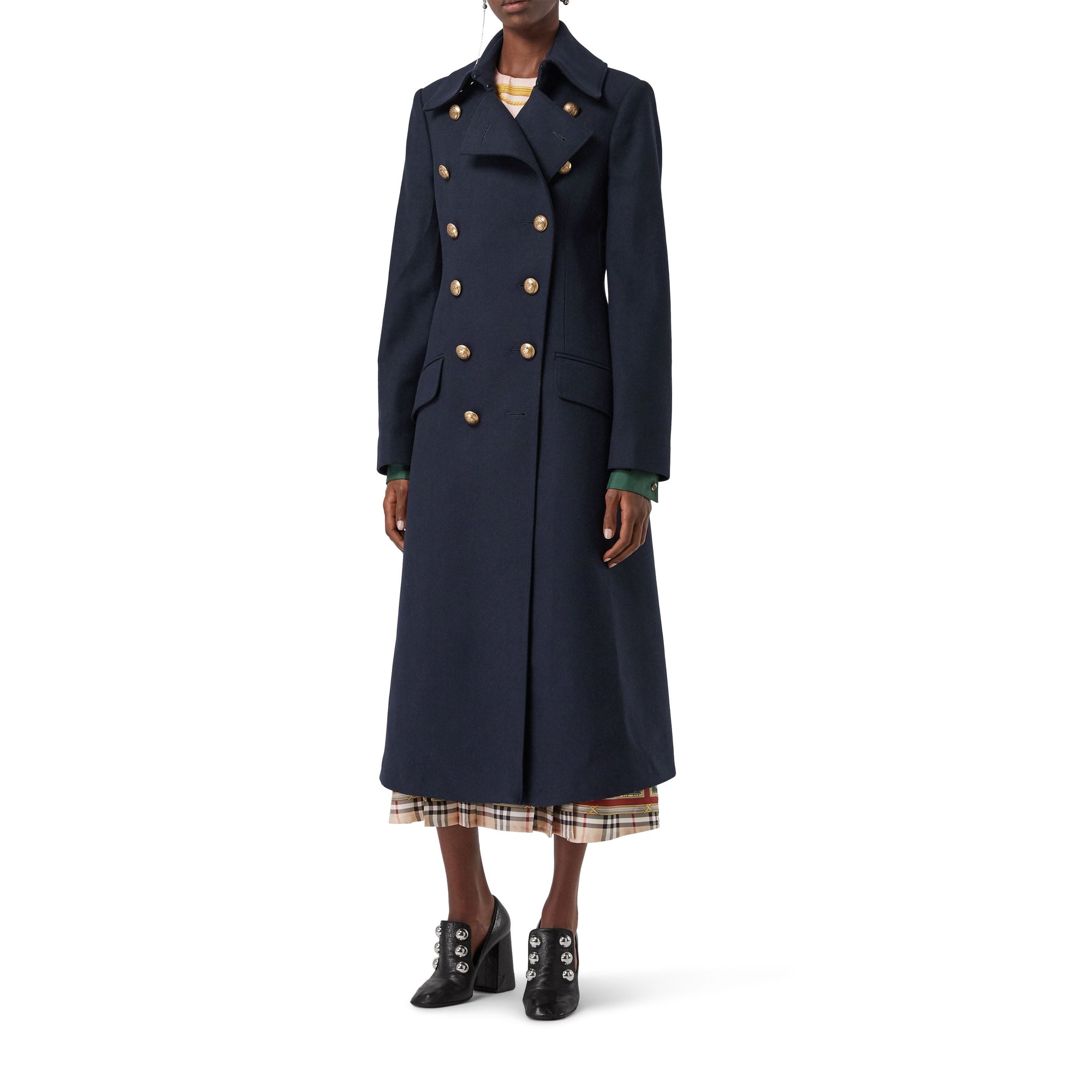 NAVY Manteau ajusté en laine et cachemire mélangés à double boutonnage