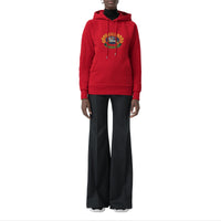 Hoodie oversize avec logo d'archive brodé - Rouge Vif