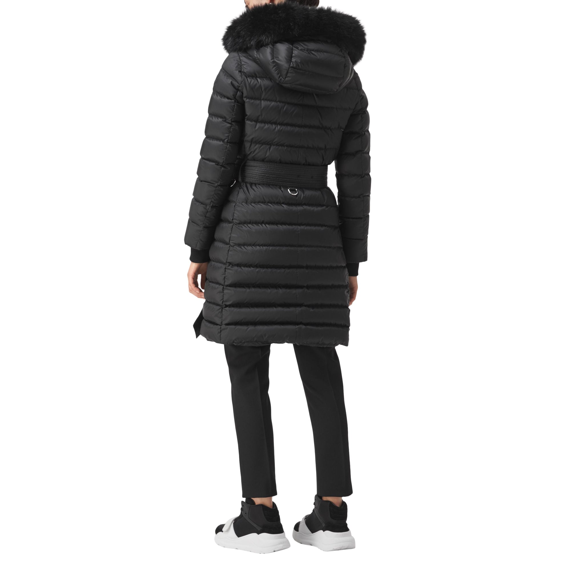 BLACK Doudoune rembourrée en duvet avec bordure en shearling amovible