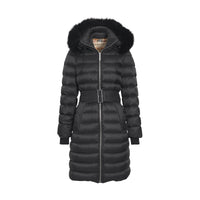 BLACK Doudoune rembourrée en duvet avec bordure en shearling amovible