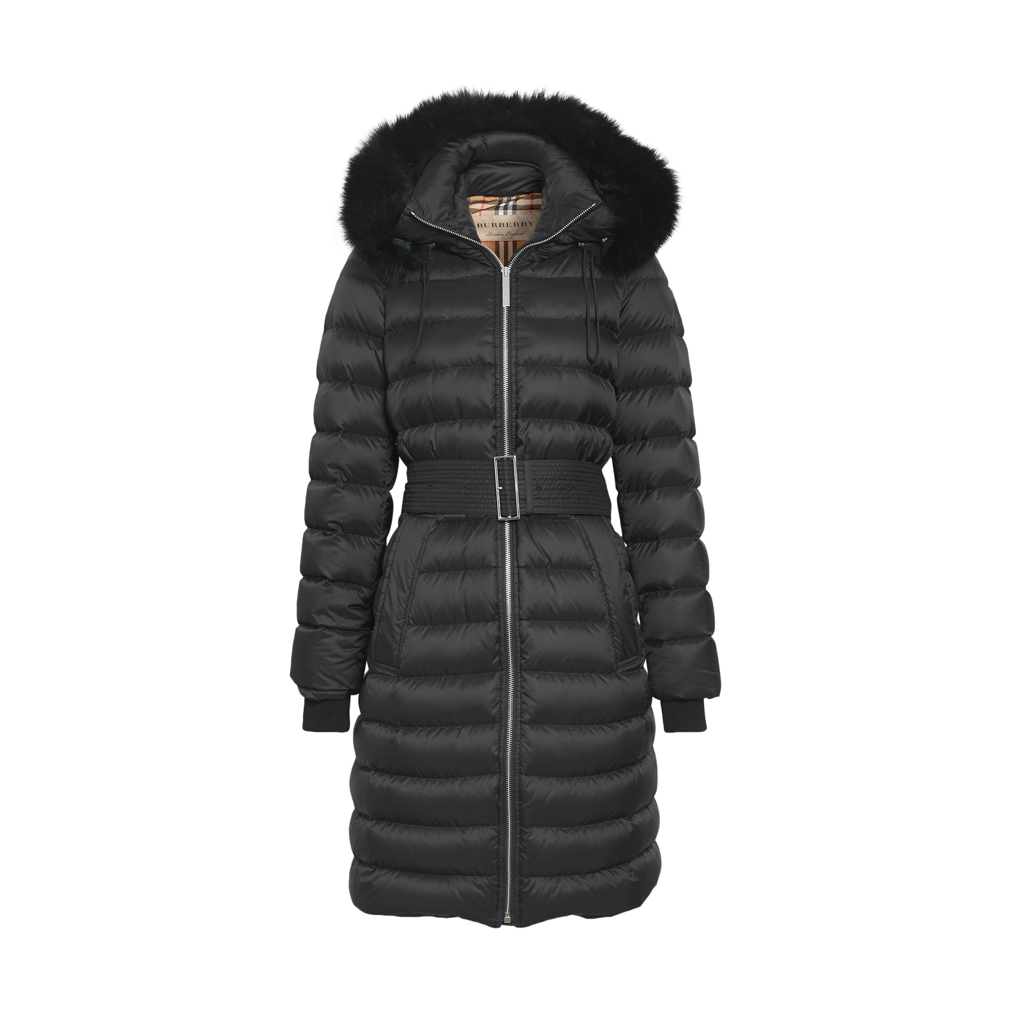 BLACK Doudoune rembourrée en duvet avec bordure en shearling amovible