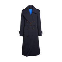 NAVY Trench en gabardine de laine avec revers oversize