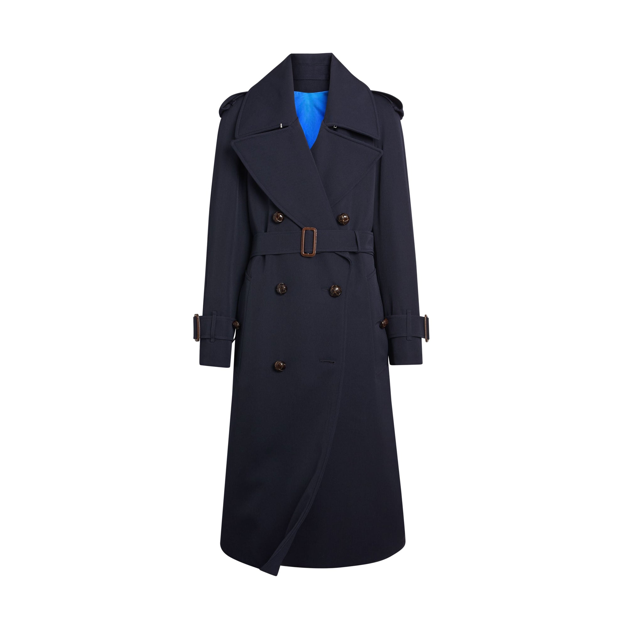 NAVY Trench en gabardine de laine avec revers oversize