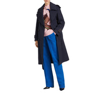 NAVY Trench en gabardine de laine avec revers oversize