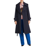 NAVY Trench en gabardine de laine avec revers oversize