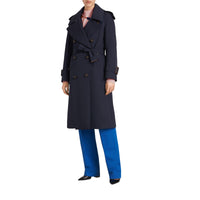 NAVY Trench en gabardine de laine avec revers oversize