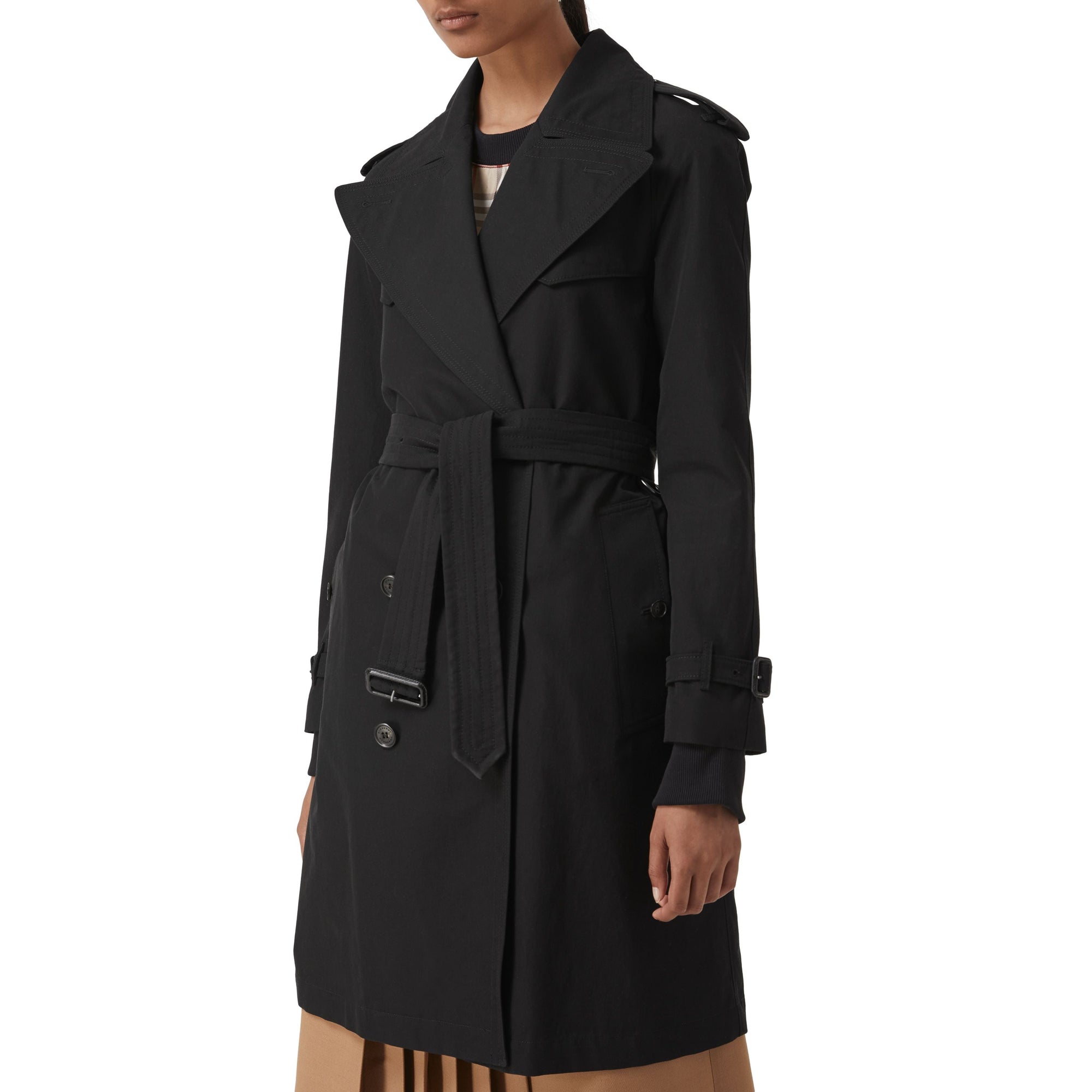 BLACK Trench en gabardine de coton avec revers oversize