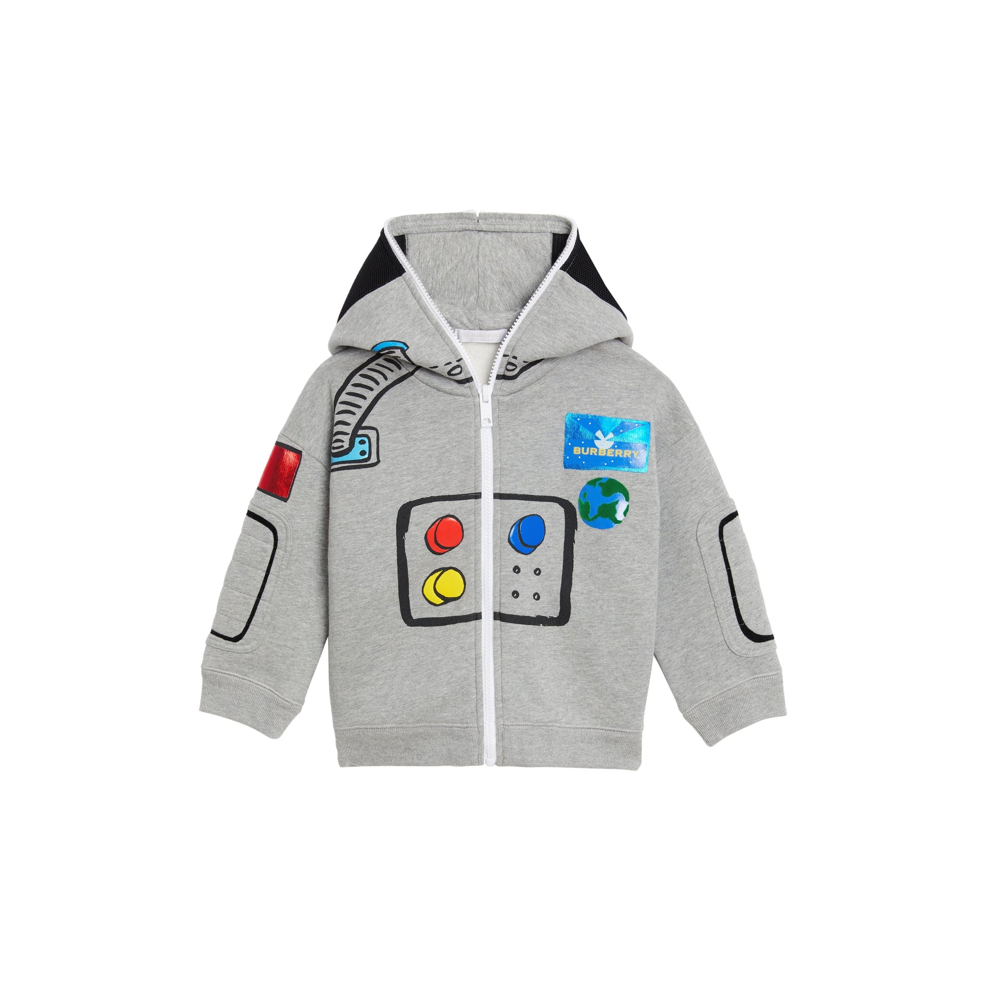 GREY MELANGE Veste à capuche en jersey avec imprimé astronaute