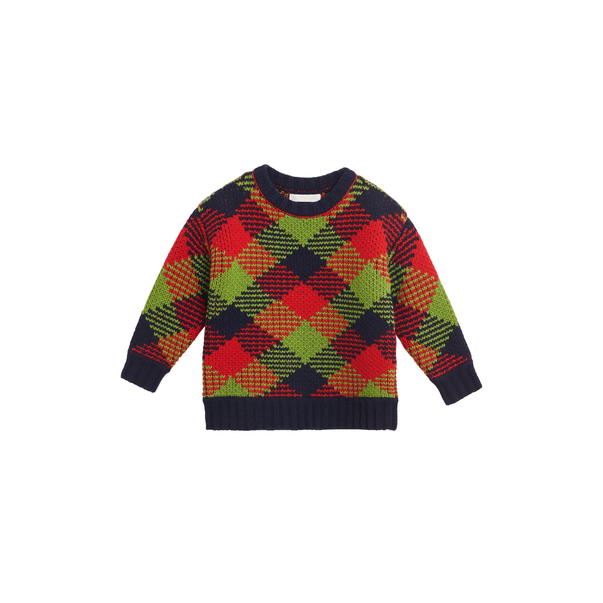 BRIGHT RED Pull en laine mélangée à motif check en intarsia