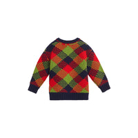 BRIGHT RED Pull en laine mélangée à motif check en intarsia
