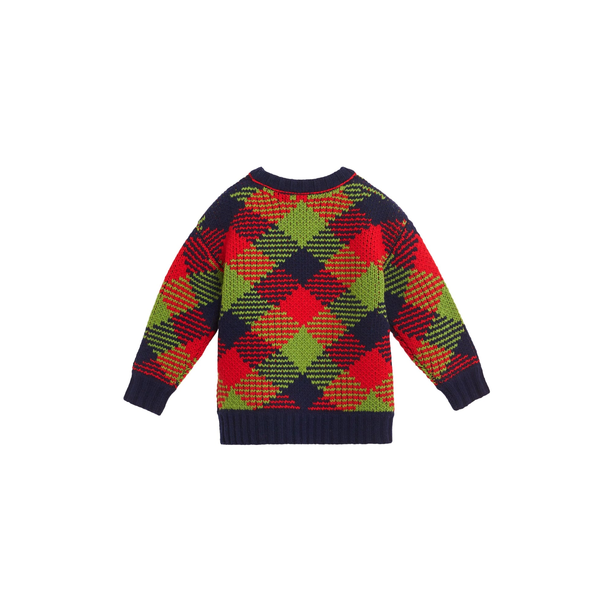 BRIGHT RED Pull en laine mélangée à motif check en intarsia