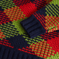 BRIGHT RED Pull en laine mélangée à motif check en intarsia