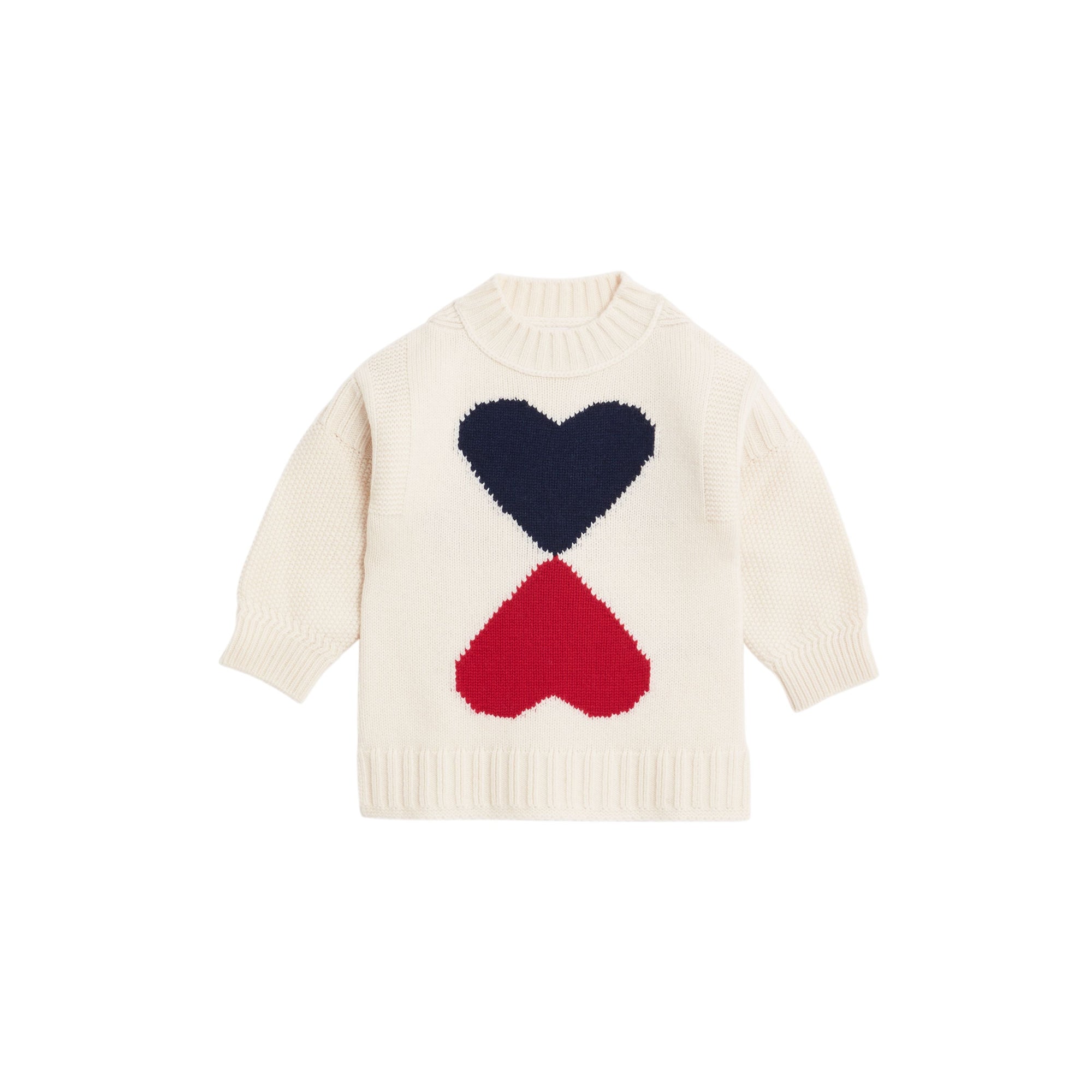 IVORY Pull en laine et cachemire avec motif double cœur en intarsia