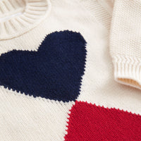 IVORY Pull en laine et cachemire avec motif double cœur en intarsia