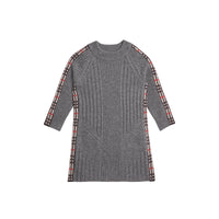 MID GREY MELANGE Robe en laine et cachemire avec détails check