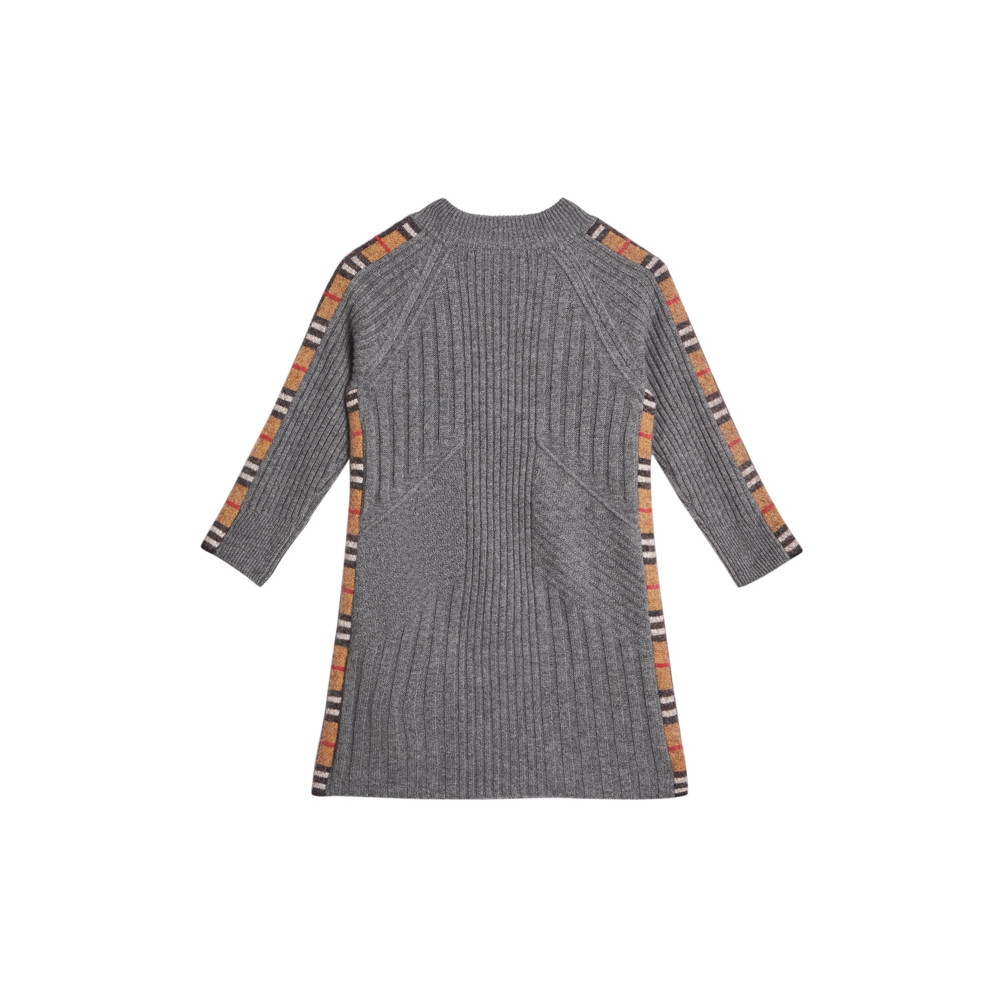 MID GREY MELANGE Robe en laine et cachemire avec détails check