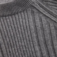 MID GREY MELANGE Robe en laine et cachemire avec détails check