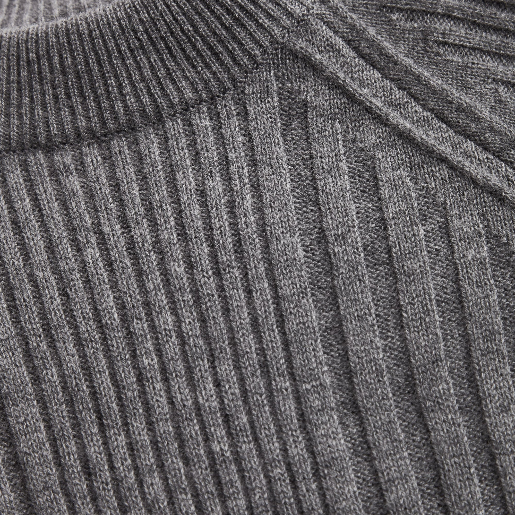 MID GREY MELANGE Robe en laine et cachemire avec détails check