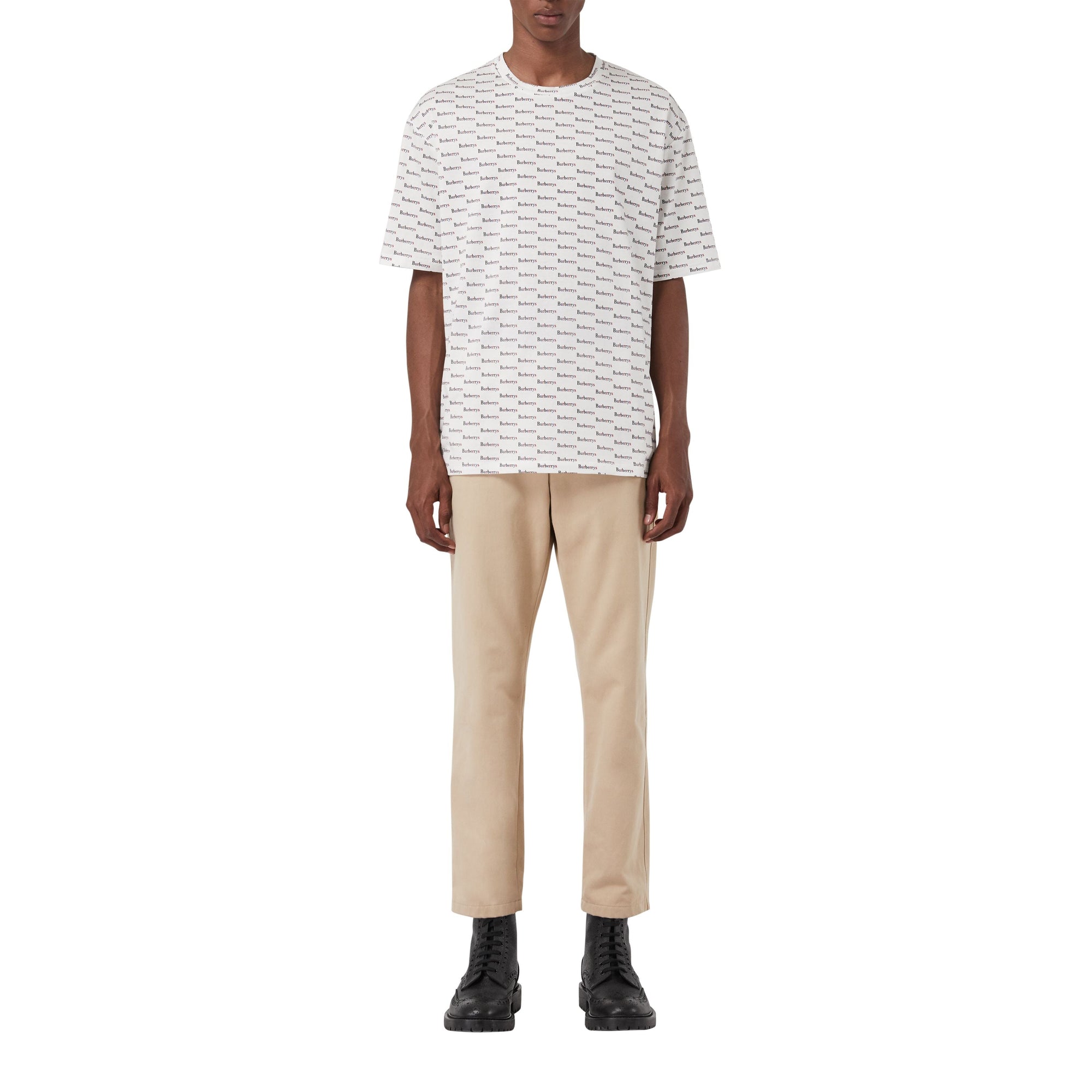 WHITE IP PATTERN T-shirt en coton avec logo d'archive