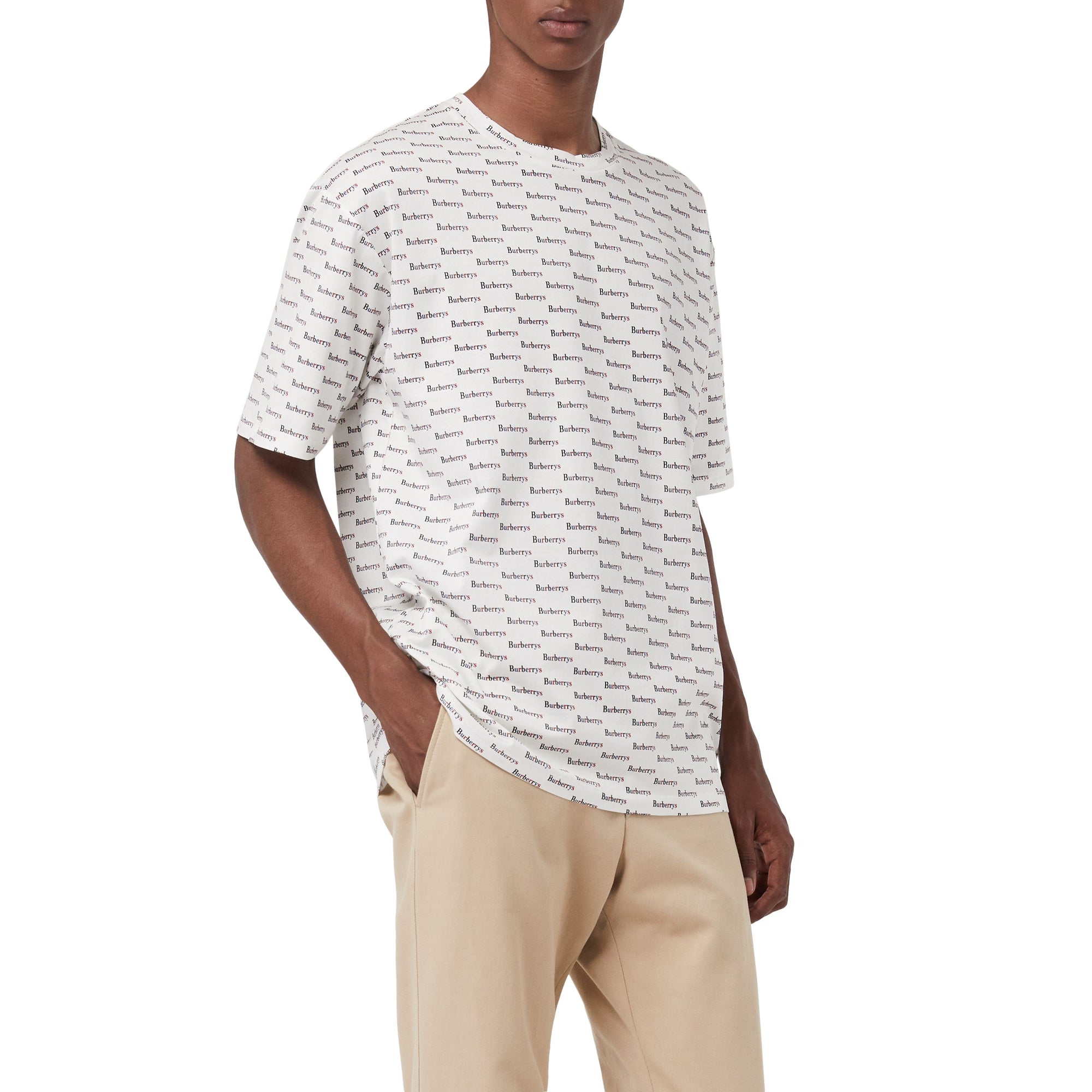 WHITE IP PATTERN T-shirt en coton avec logo d'archive