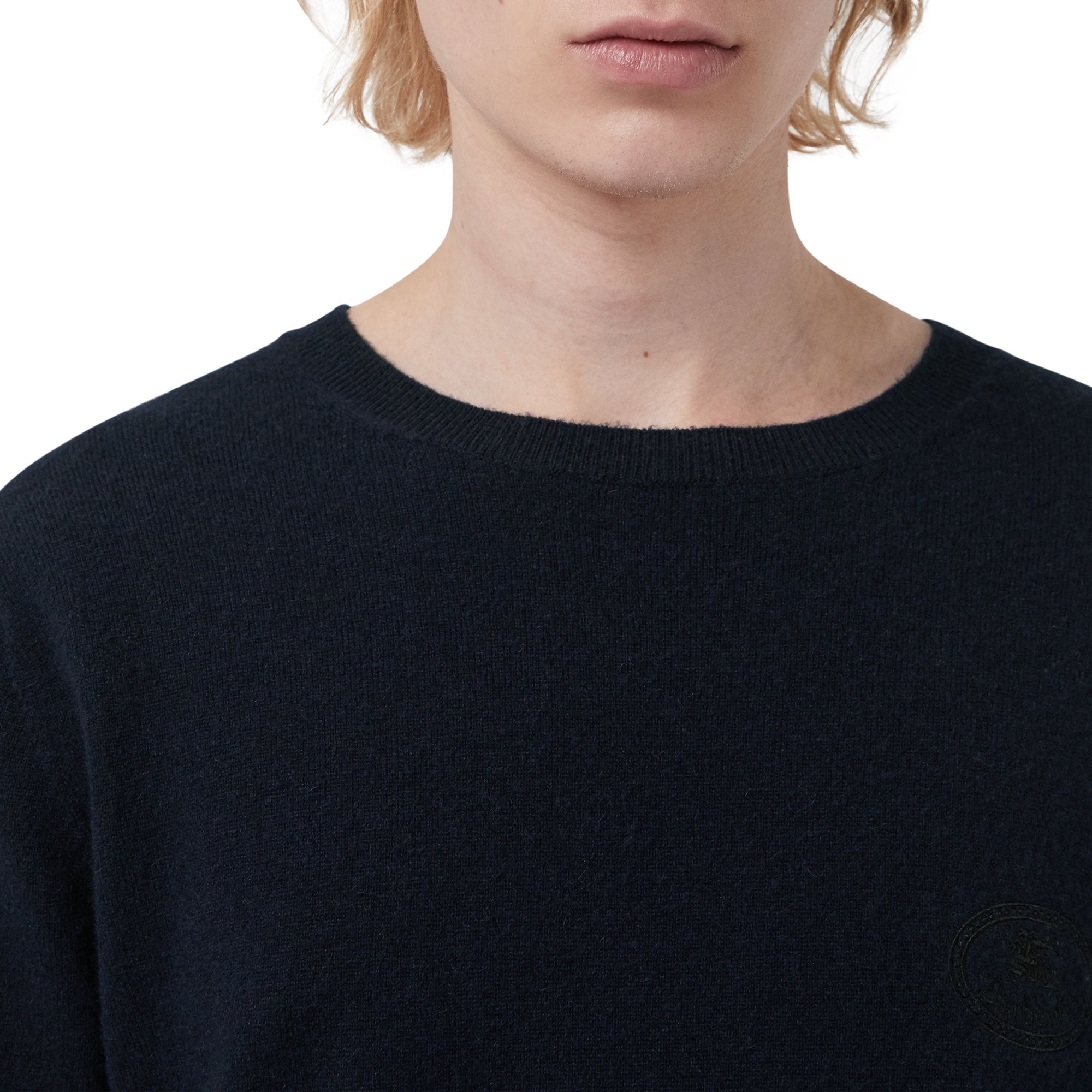 NAVY Pull en cachemire avec logo d'archive brodé