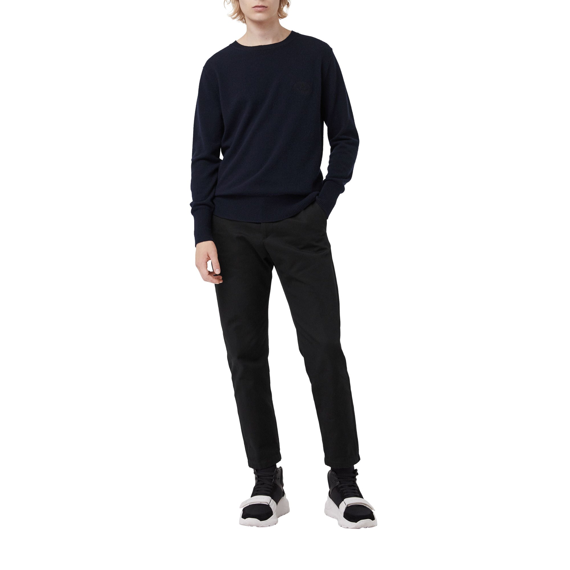 NAVY Pull en cachemire avec logo d'archive brodé