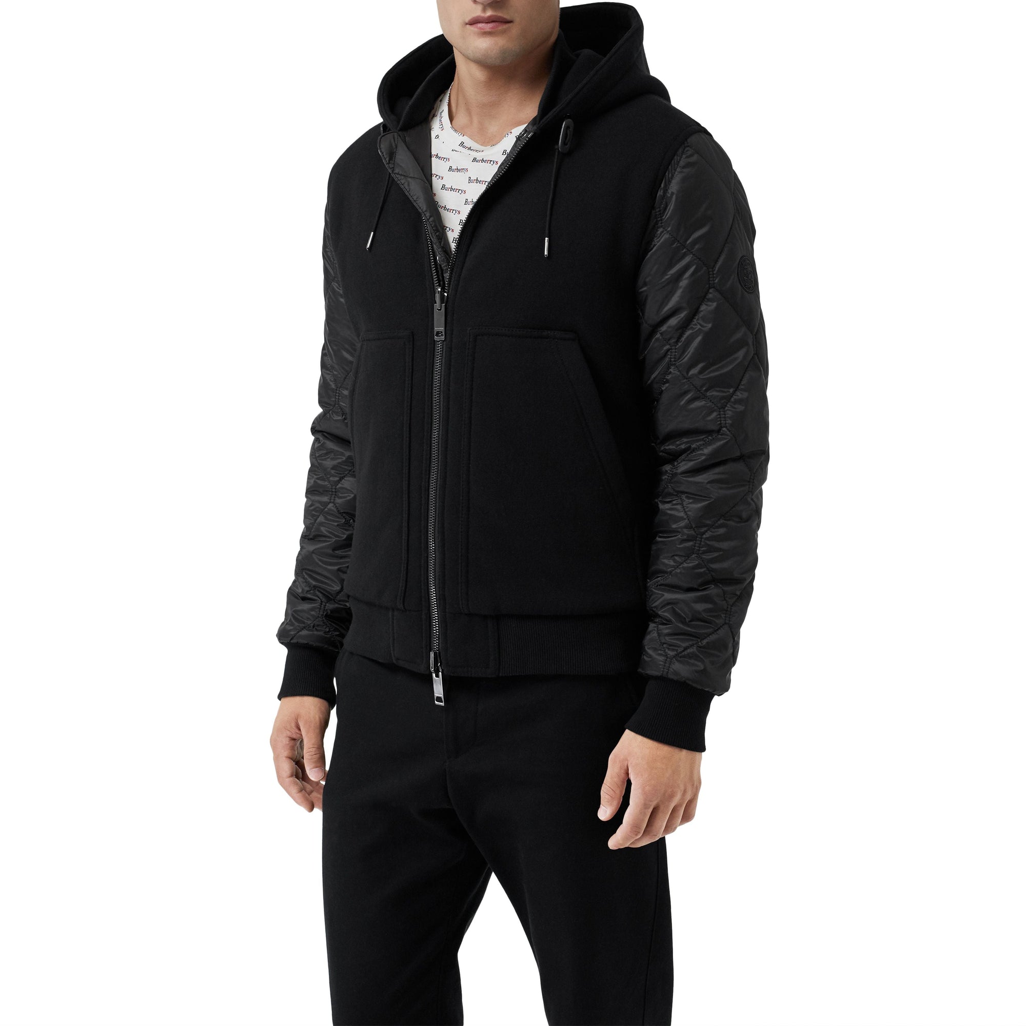 BLACK Veste à capuche matelassée réversible