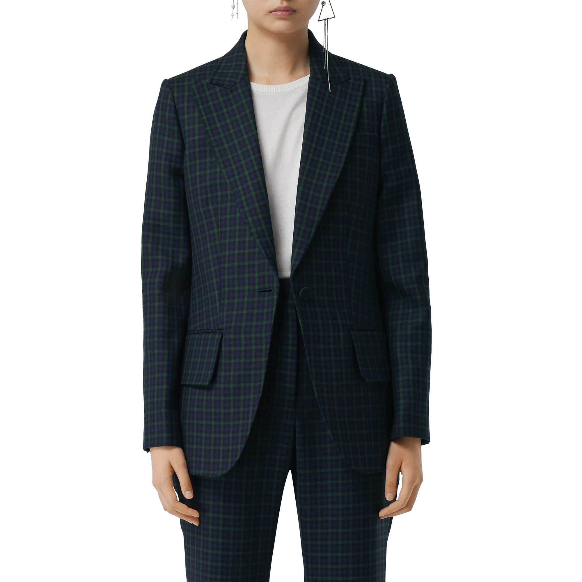 NAVY CHK Blazer en laine extensible à motif check