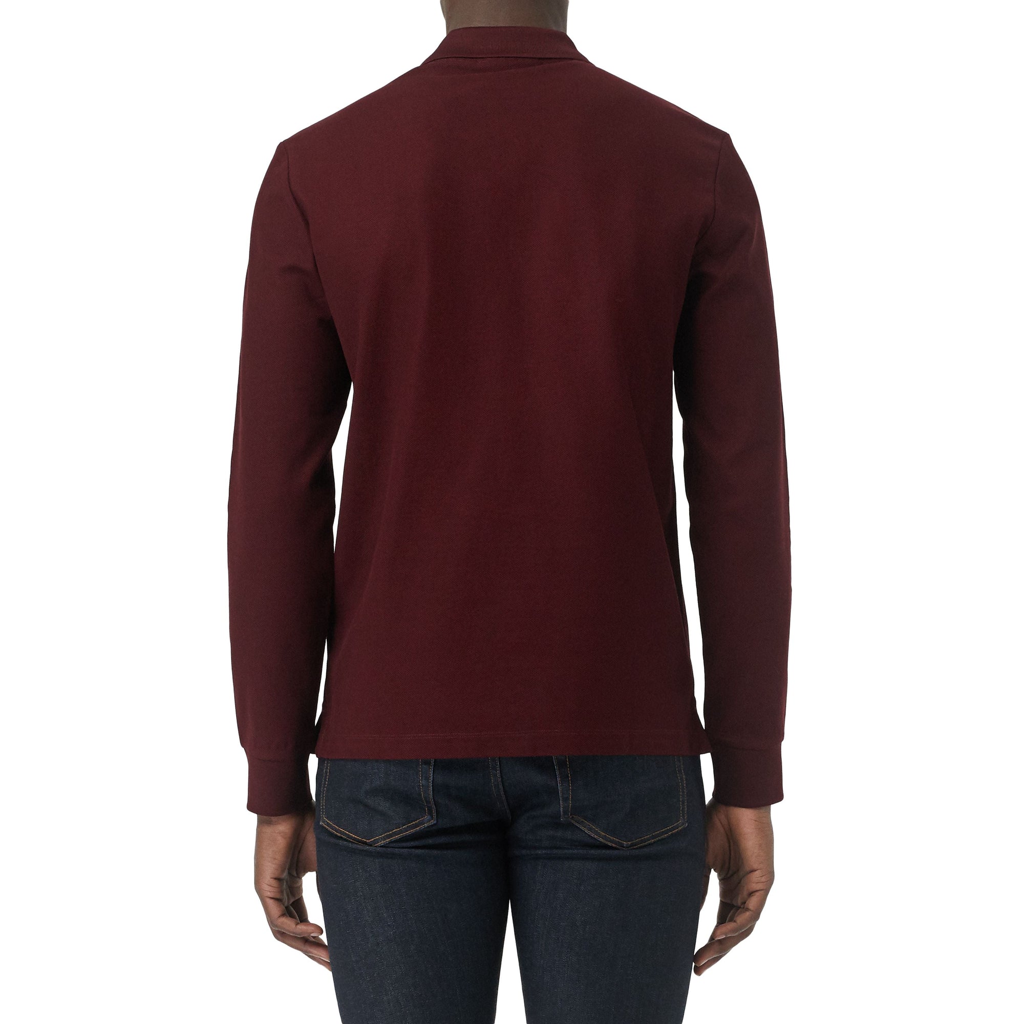BURGUNDY Polo à manches longues en piqué de coton avec logo d'archive