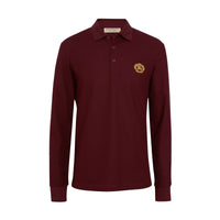 BURGUNDY Polo à manches longues en piqué de coton avec logo d'archive