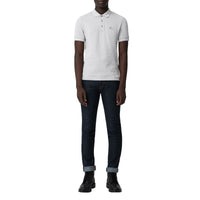 PALE GREY MELANGE Polo en coton avec patte de boutonnage à motif check