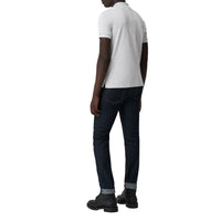 PALE GREY MELANGE Polo en coton avec patte de boutonnage à motif check