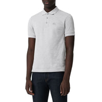 PALE GREY MELANGE Polo en coton avec patte de boutonnage à motif check