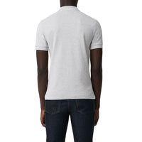 PALE GREY MELANGE Polo en coton avec patte de boutonnage à motif check