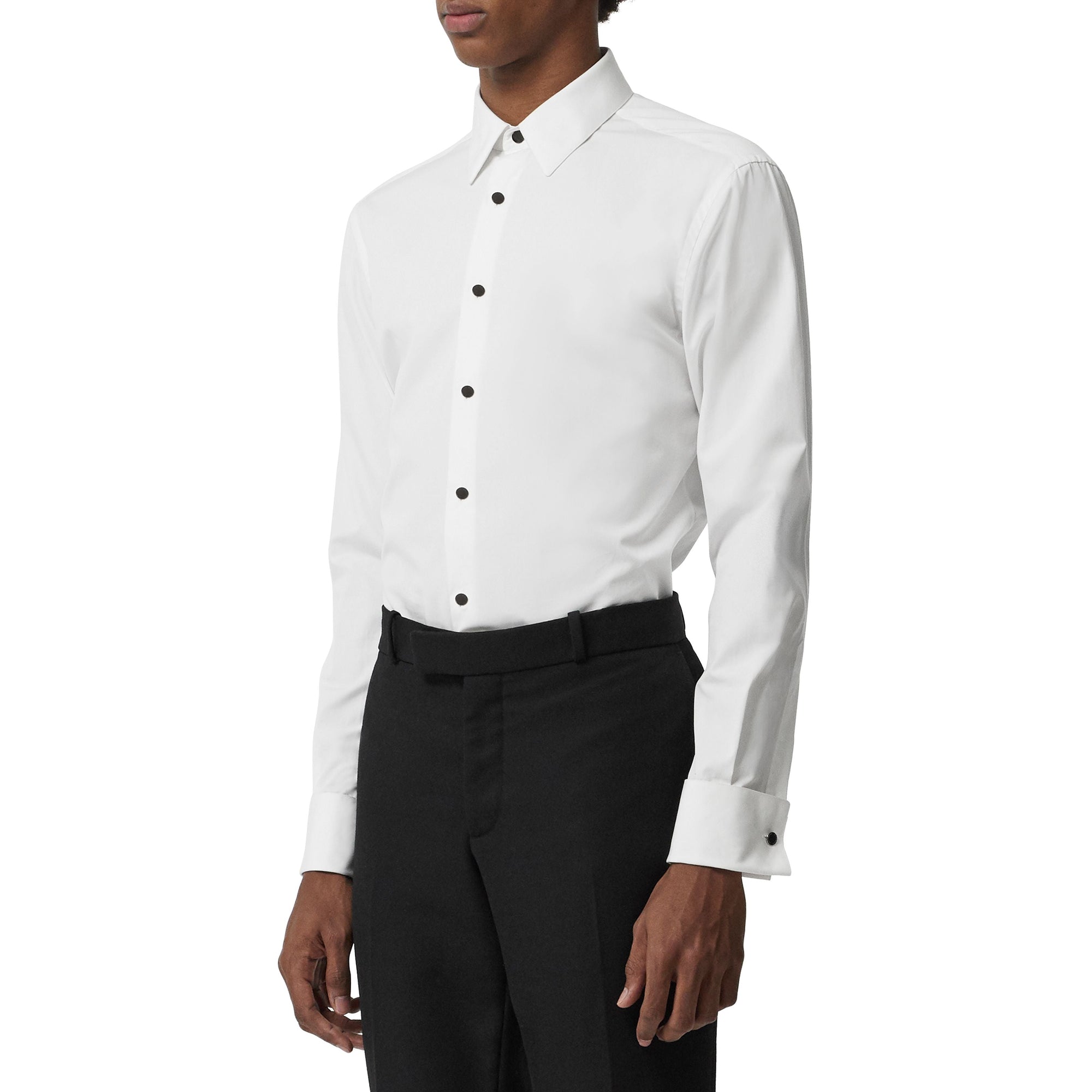 WHITE Chemise habillée classique en popeline de coton