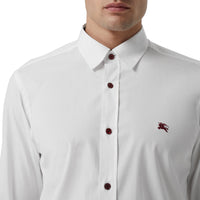WHITE Chemise en coton extensible avec bouton contrastant