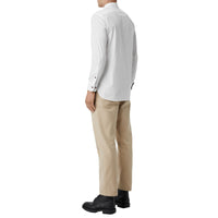WHITE Chemise en coton extensible avec bouton contrastant