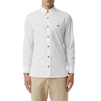 WHITE Chemise en coton extensible avec bouton contrastant