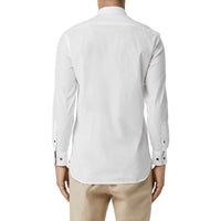 WHITE Chemise en coton extensible avec bouton contrastant
