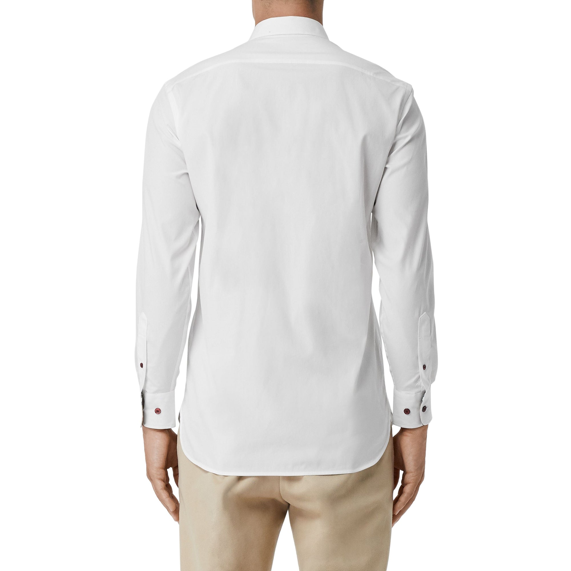 WHITE Chemise en coton extensible avec bouton contrastant