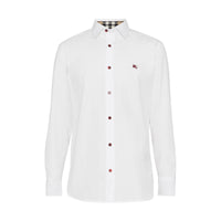 WHITE Chemise en coton extensible avec bouton contrastant