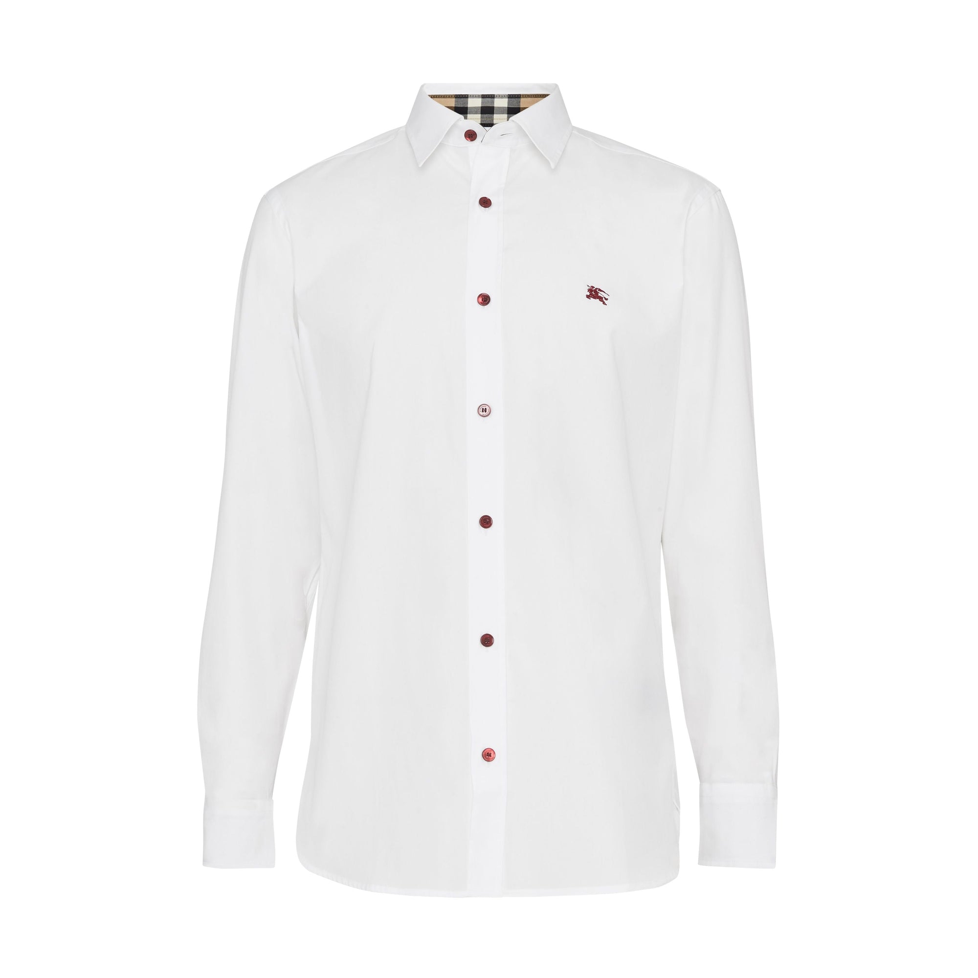 WHITE Chemise en coton extensible avec bouton contrastant